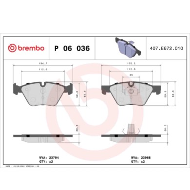 P06036_2.JPG Kit pastiglie freno, Freno a disco P 06 036 BREMBO per BMW
