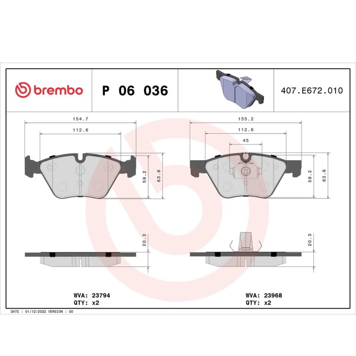 P06036_2.JPG Kit pastiglie freno, Freno a disco P 06 036 BREMBO per BMW