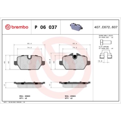 P06037_2.JPG Kit pastiglie freno, Freno a disco P 06 037 BREMBO per BMW