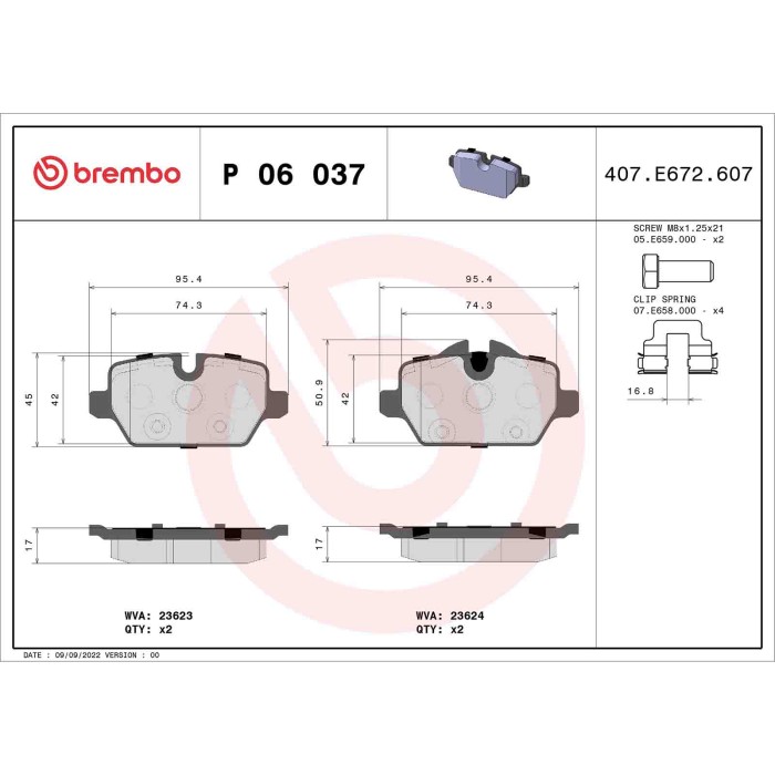 P06037_2.JPG Kit pastiglie freno, Freno a disco P 06 037 BREMBO per BMW