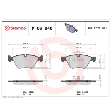 P06040_2.JPG Kit pastiglie freno, Freno a disco P 06 040 BREMBO per BMW
