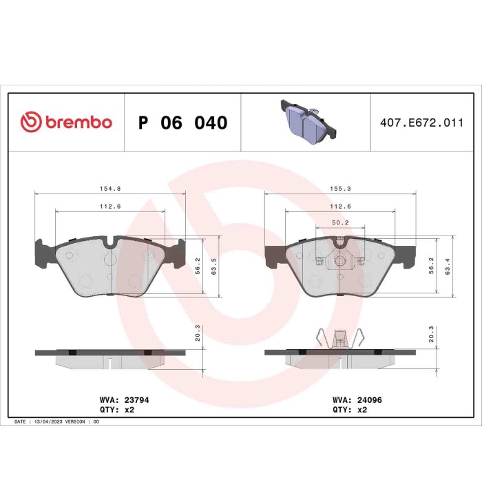 P06040_2.JPG Kit pastiglie freno, Freno a disco P 06 040 BREMBO per BMW