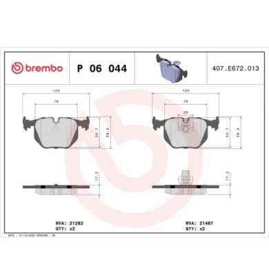 P06044_2.JPG Kit pastiglie freno, Freno a disco P 06 044 BREMBO per BMW LAND ROVER