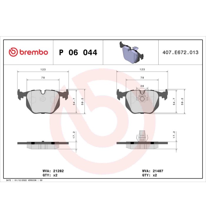 P06044_2.JPG Kit pastiglie freno, Freno a disco P 06 044 BREMBO per BMW LAND ROVER