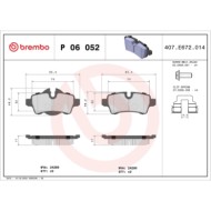 P06052_2.JPG Kit pastiglie freno, Freno a disco P 06 052 BREMBO per MINI