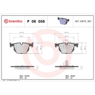 P06056_2.JPG Kit pastiglie freno, Freno a disco P 06 056 BREMBO per BMW