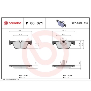 P06071_2.JPG Kit pastiglie freno, Freno a disco P 06 071 BREMBO per BMW
