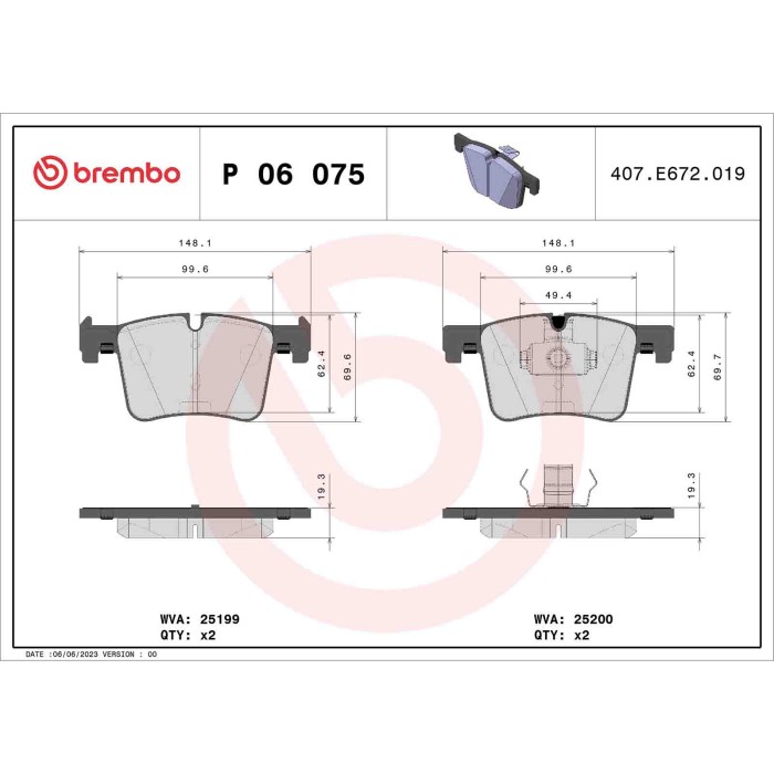 P06075_2.JPG Kit pastiglie freno, Freno a disco P 06 075 BREMBO per BMW