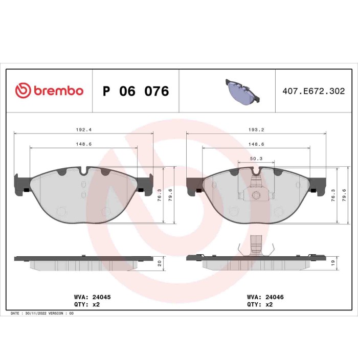 P06076_2.JPG Kit pastiglie freno, Freno a disco P 06 076 BREMBO per BMW