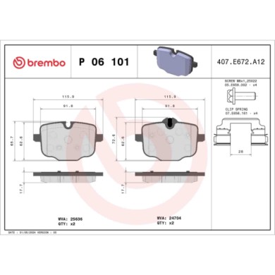 P06101_2.JPG Kit pastiglie freno, Freno a disco P 06 101 BREMBO per BMW