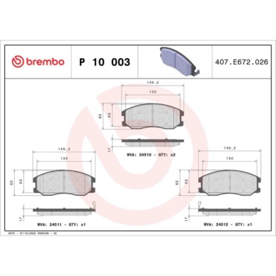 P10003_2.JPG Kit pastiglie freno, Freno a disco P 10 003 BREMBO per OPEL CHEVROLET