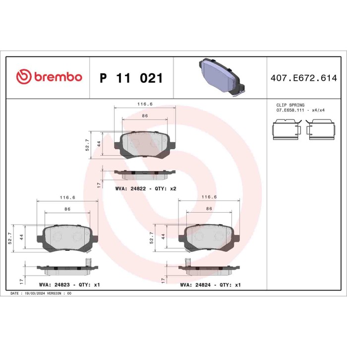 P11021_2.JPG Kit pastiglie freno, Freno a disco P 11 021 BREMBO per VW FIAT CHRYSLER DODGE