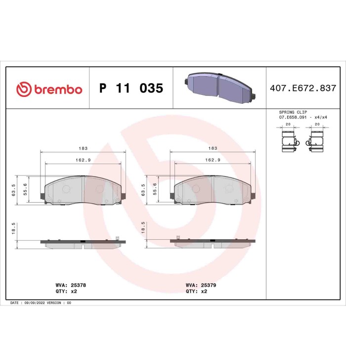 P11035_2.JPG Kit pastiglie freno, Freno a disco P 11 035 BREMBO per VW FIAT JEEP CHRYSLER