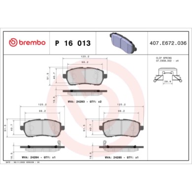 P16013_2.JPG Kit pastiglie freno, Freno a disco P 16 013 BREMBO per FORD SUZUKI MAZDA SUBARU