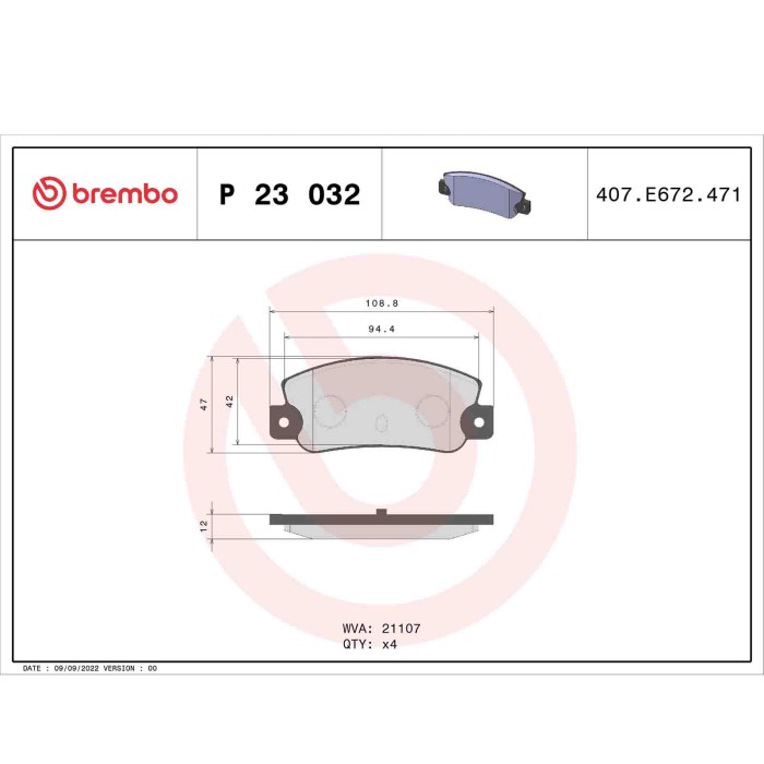 P23032_2.JPG Kit pastiglie freno, Freno a disco P 23 032 BREMBO per FIAT LANCIA