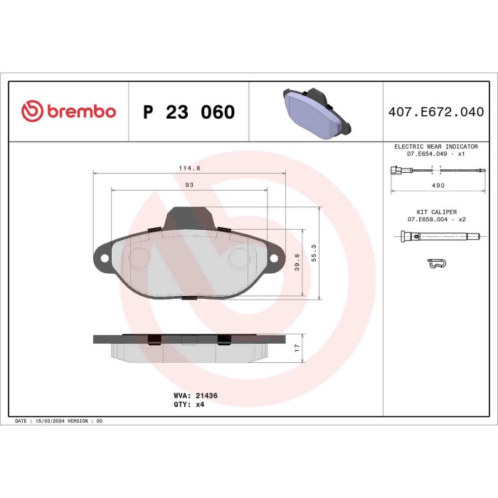 P23060_2.JPG Kit pastiglie freno, Freno a disco P 23 060 BREMBO per FIAT LANCIA