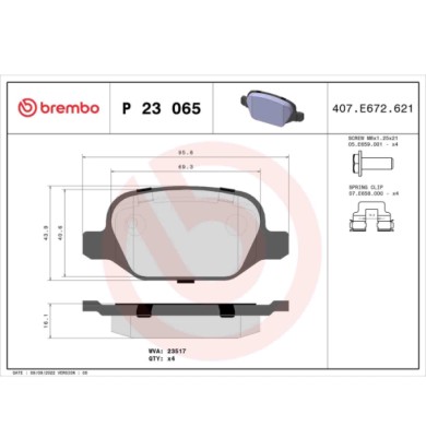 P23065_2.JPG Kit pastiglie freno, Freno a disco P 23 065 BREMBO per FIAT ALFA ROMEO LANCIA