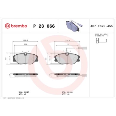 P23066_2.JPG Kit pastiglie freno, Freno a disco P 23 066 BREMBO per FIAT ALFA ROMEO LANCIA