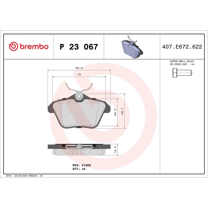 P23067_2.JPG Kit pastiglie freno, Freno a disco P 23 067 BREMBO per ALFA ROMEO LANCIA