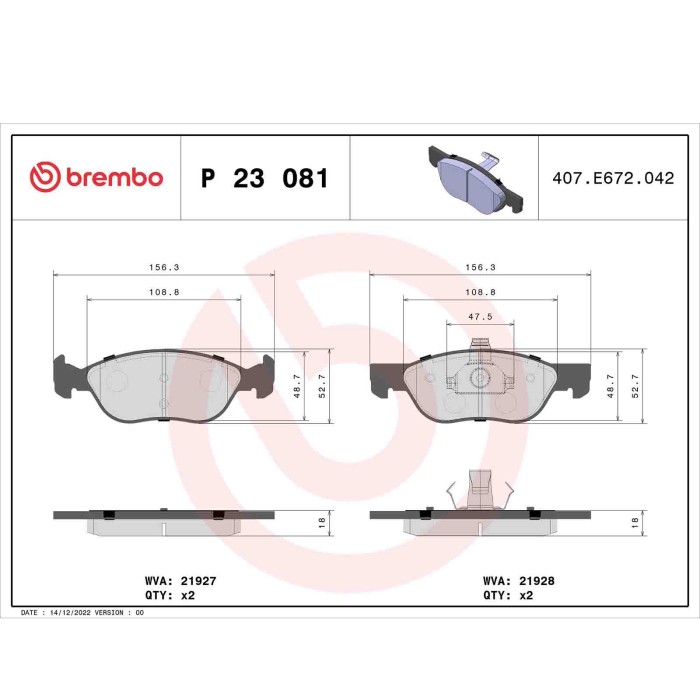P23081_2.JPG Kit pastiglie freno, Freno a disco P 23 081 BREMBO per FIAT
