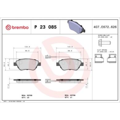 P23085_2.JPG Kit pastiglie freno, Freno a disco P 23 085 BREMBO per FIAT ALFA ROMEO LANCIA