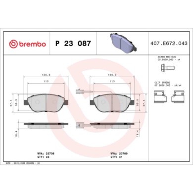 P23087_2.JPG Kit pastiglie freno, Freno a disco P 23 087 BREMBO per OPEL FIAT LANCIA