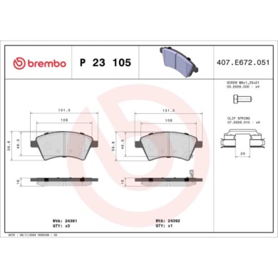 P23105_2.JPG Kit pastiglie freno, Freno a disco P 23 105 BREMBO per FIAT SUZUKI