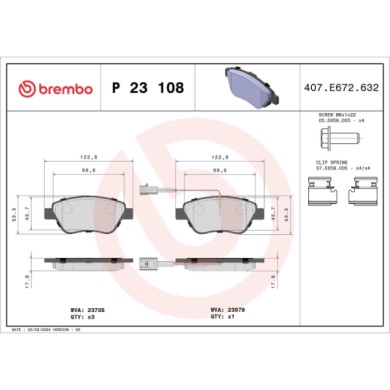 P23108_2.JPG Kit pastiglie freno, Freno a disco P 23 108 BREMBO per FIAT