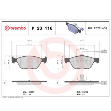 P23116_2.JPG Kit pastiglie freno, Freno a disco P 23 116 BREMBO per ALFA ROMEO