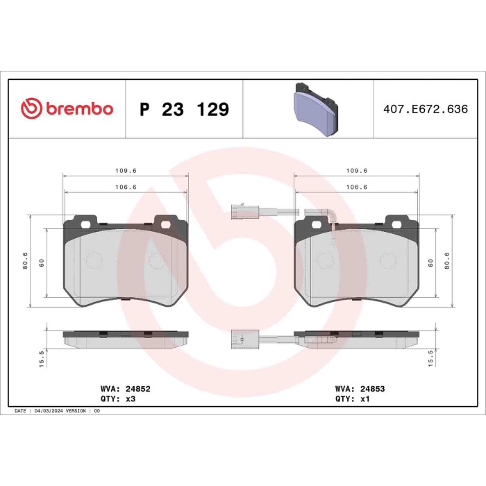 P23129_2.JPG Kit pastiglie freno, Freno a disco P 23 129 BREMBO per ALFA ROMEO