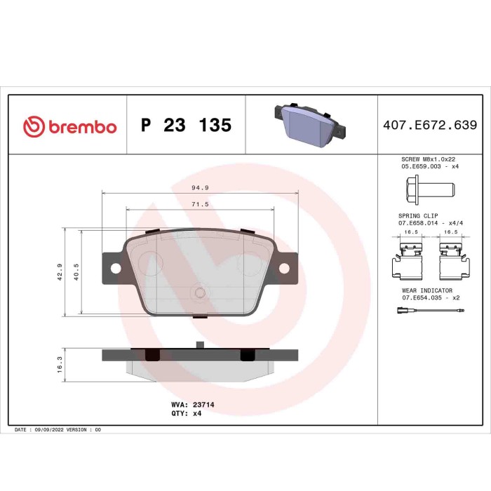 P23135_2.JPG Kit pastiglie freno, Freno a disco P 23 135 BREMBO per FIAT LANCIA