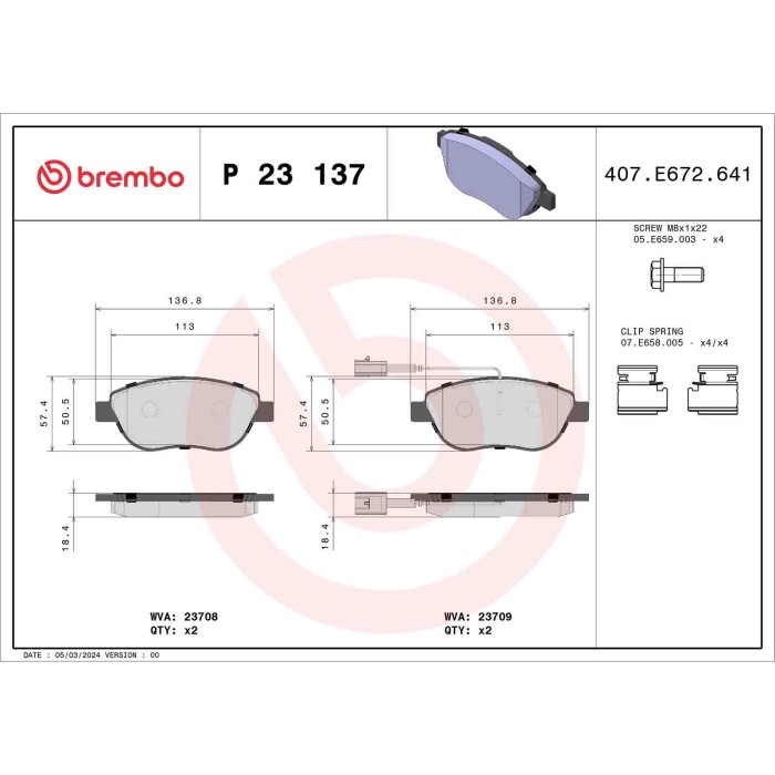 P23137_2.JPG Kit pastiglie freno, Freno a disco P 23 137 BREMBO per OPEL FIAT
