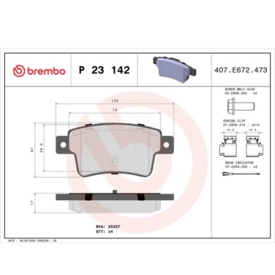 P23142_2.JPG Kit pastiglie freno, Freno a disco P 23 142 BREMBO per FIAT