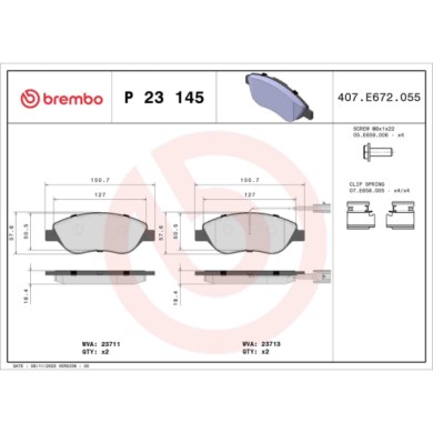 P23145_2.JPG Kit pastiglie freno, Freno a disco P 23 145 BREMBO per FIAT ALFA ROMEO LANCIA