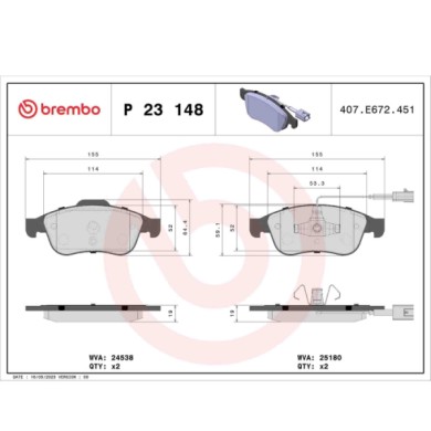 P23148_2.JPG Kit pastiglie freno, Freno a disco P 23 148 BREMBO per ALFA ROMEO