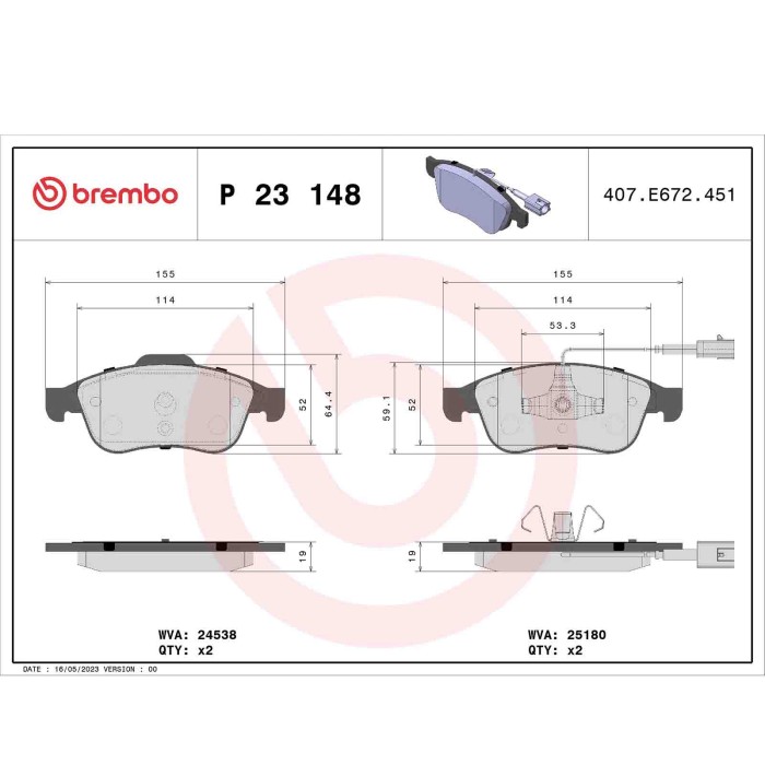 P23148_2.JPG Kit pastiglie freno, Freno a disco P 23 148 BREMBO per ALFA ROMEO