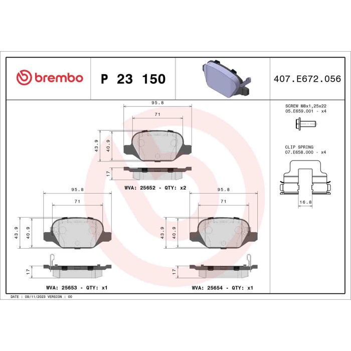 P23150_2.JPG Kit pastiglie freno, Freno a disco P 23 150 BREMBO per FIAT
