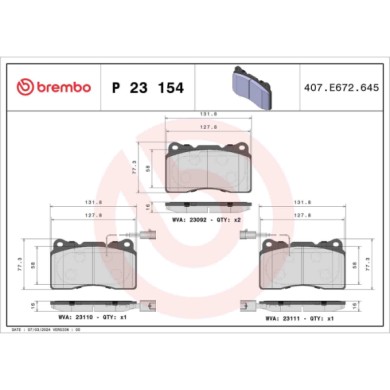 P23154X_2.JPG Kit pastiglie freno, Freno a disco P 23 154X BREMBO per ALFA ROMEO