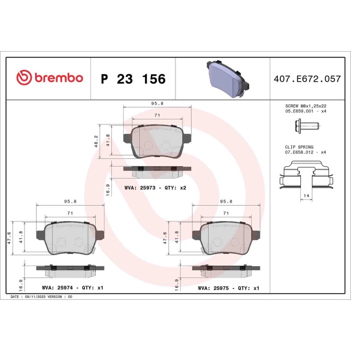 P23156_2.JPG Kit pastiglie freno, Freno a disco P 23 156 BREMBO per FIAT