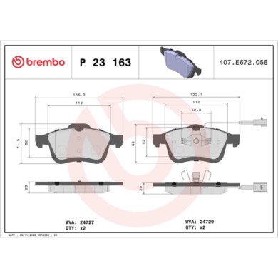 P23163_2.JPG Kit pastiglie freno, Freno a disco P 23 163 BREMBO per OPEL FIAT LANCIA