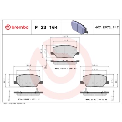 P23164_2.JPG Kit pastiglie freno, Freno a disco P 23 164 BREMBO per FIAT JEEP ALFA ROMEO