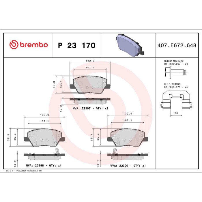 P23170_2.JPG Kit pastiglie freno, Freno a disco P 23 170 BREMBO per FIAT