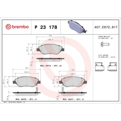 P23178_2.JPG Kit pastiglie freno, Freno a disco P 23 178 BREMBO per FIAT