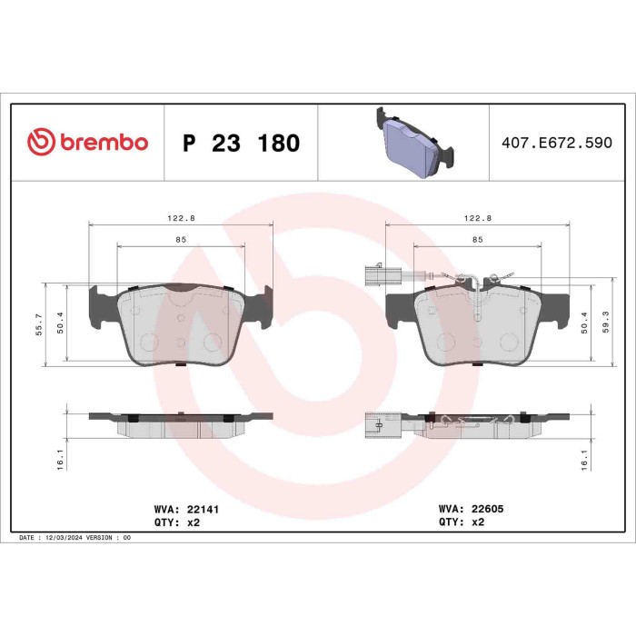 P23180_2.JPG Kit pastiglie freno, Freno a disco P 23 180 BREMBO per ALFA ROMEO MASERATI