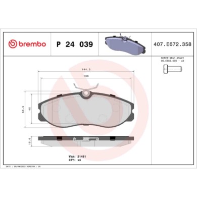 P24039_2.JPG Kit pastiglie freno, Freno a disco P 24 039 BREMBO per FORD NISSAN LDV