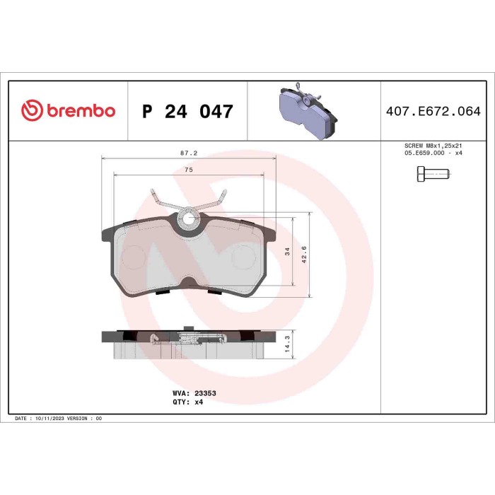 P24047_2.JPG Kit pastiglie freno, Freno a disco P 24 047 BREMBO per FORD