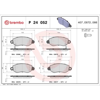P24052_2.JPG Kit pastiglie freno, Freno a disco P 24 052 BREMBO per FORD