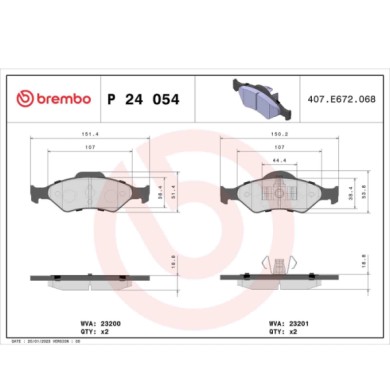 P24054_2.JPG Kit pastiglie freno, Freno a disco P 24 054 BREMBO per FORD MAZDA