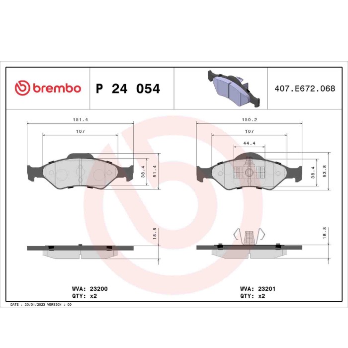 P24054_2.JPG Kit pastiglie freno, Freno a disco P 24 054 BREMBO per FORD MAZDA