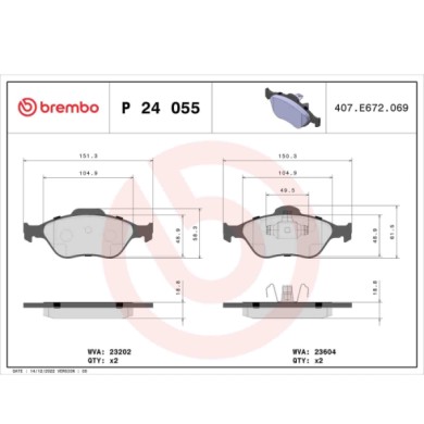 P24055_2.JPG Kit pastiglie freno, Freno a disco P 24 055 BREMBO per FORD MAZDA